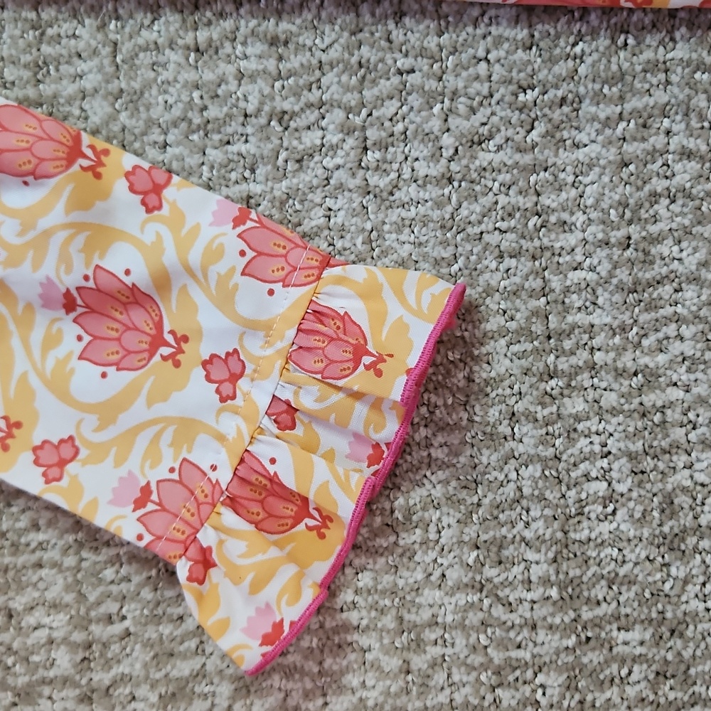 Shrimp And Grits Kids Orange Ruffle Long Sleeve Dress Size 10 - Picture 4 of 5